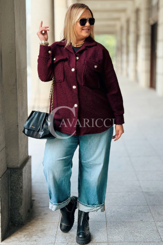 FLORENTINE Damen Bouclé-Jacke Bordeaux – Eleganz für jeden Tag