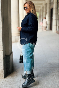 Florentine Damen Bouclé-Jacke in Marineblau | Elegant