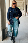 FLORENTINE Damen-Bouclé-Jacke mit Kragen und Taschen in Marineblau