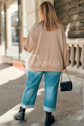 Antonia Damen-Sweatshirt mit Brosche in Fango | Basic