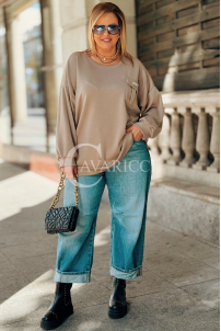 Antonia Damen-Sweatshirt mit Brosche in Fango | Basic