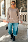 ANTONIA Klassische Damen-Bluse mit Brosche und Tasche in der Farbe Fango