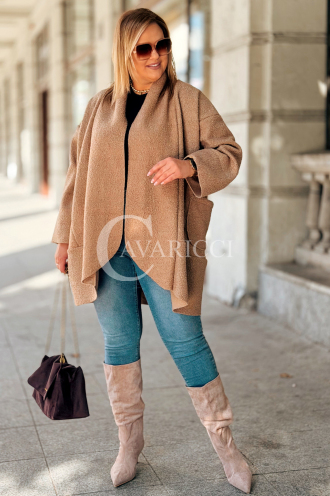 HENRIETTE Damen Bouclé-Mantel in Beige | Locker & Stilvoll
