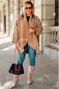 HENRIETTE Damen Bouclé-Mantel in Beige | Locker & Stilvoll