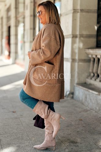 HENRIETTE Damen Bouclé-Mantel in Beige | Locker & Stilvoll