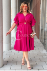 LAVENNA – ausgestelltes Midi-Kleid mit V-Ausschnitt, ideal für eine Hochzeit, in Fuchsiafarbe