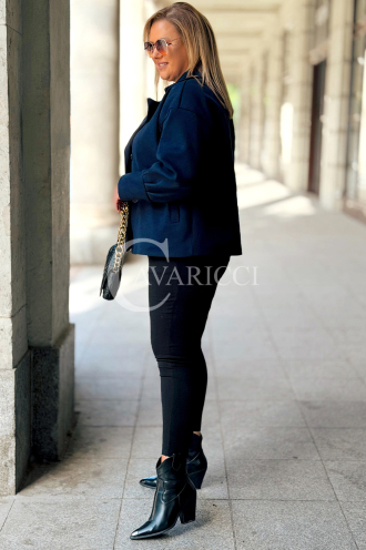 Elegante Damen-Fischgrätjacke Marineblau ALWINE