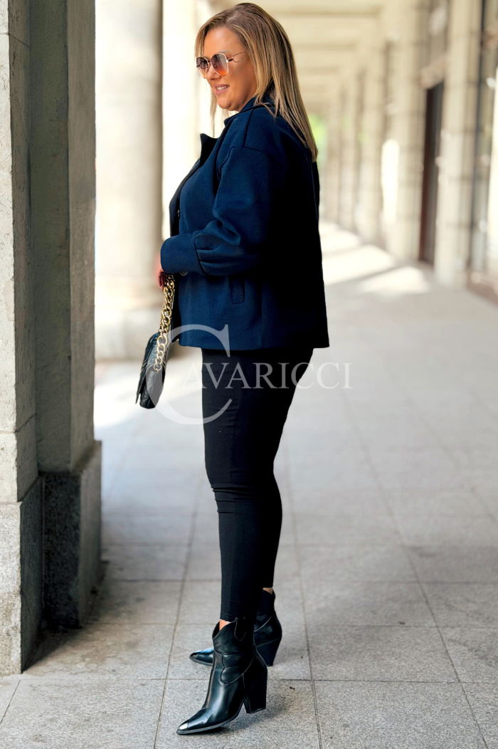 Elegante Damen-Fischgrätjacke Marineblau ALWINE