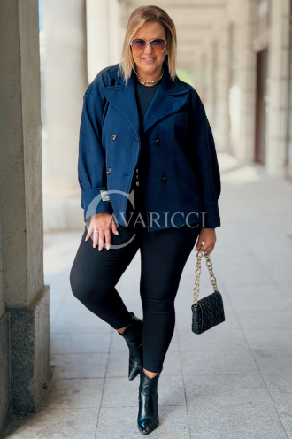 Elegante Damen-Fischgrätjacke Marineblau ALWINE