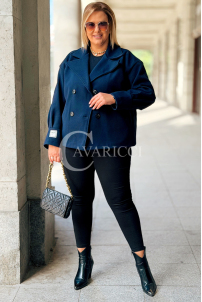 Elegante Damen-Fischgrätjacke Marineblau ALWINE