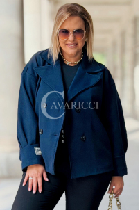 Elegante Damen-Fischgrätjacke Marineblau ALWINE