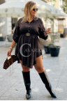 MARGITTA Lockeres Kleid mit Bindung am Rücken in Schokoladenbraun