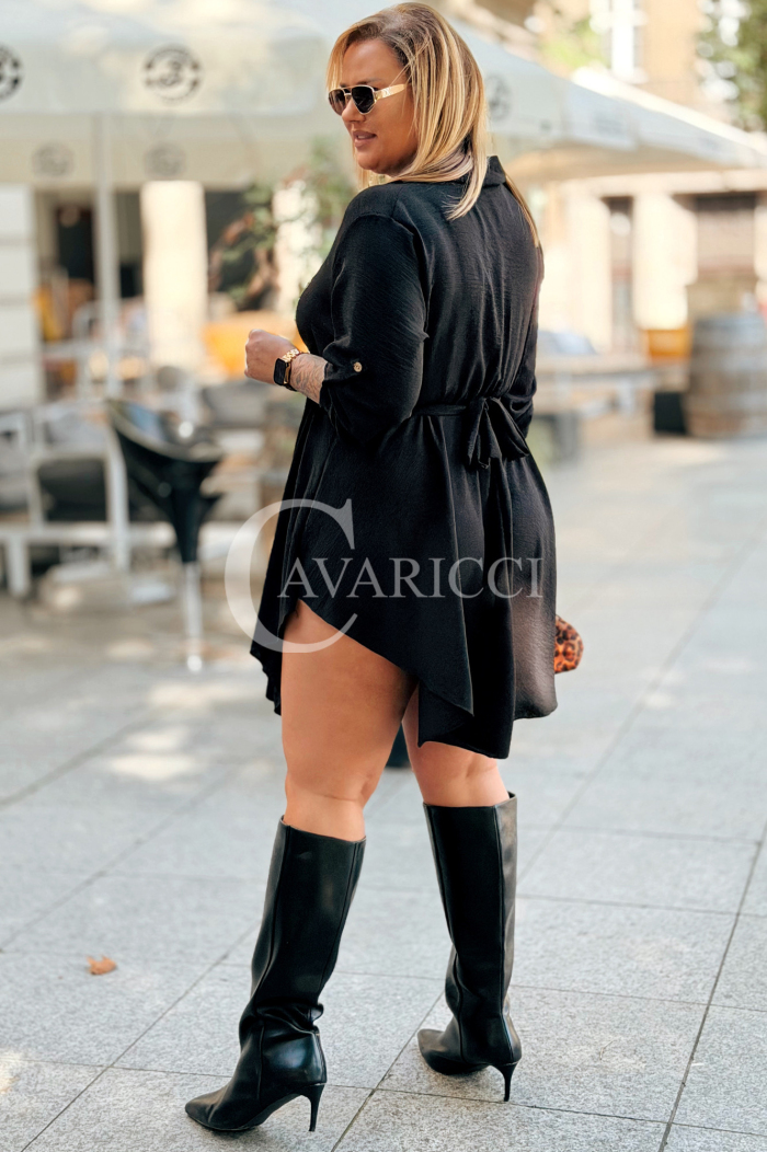 MARGITTA Schwarzes Kleid mit Rückenbindung | Plus Size
