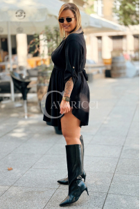 MARGITTA Schwarzes Kleid mit Rückenbindung | Plus Size