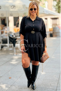 MARGITTA Schwarzes Kleid mit Rückenbindung | Plus Size