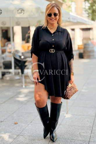 MARGITTA Schwarzes Kleid mit Rückenbindung | Plus Size