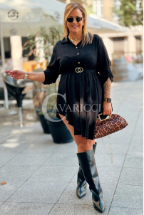 MARGITTA Schwarzes Kleid mit Rückenbindung | Plus Size