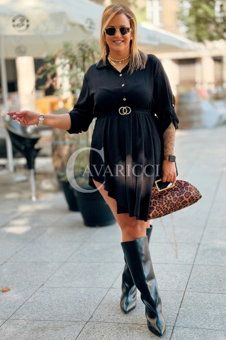 MARGITTA Schwarzes Kleid mit Rückenbindung | Plus Size