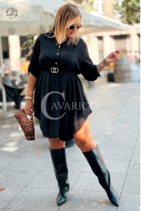 MARGITTA Schwarzes Kleid mit Rückenbindung | Plus Size
