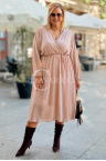 ALBERTINE Luftiges Chiffon-Kleid mit Taillenbindung in Altrosa