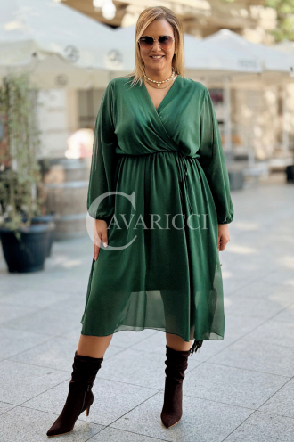 ALBERTINE Luftiges Chiffon-Kleid in Flaschengrün für Damen