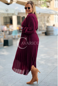 Kornelia Plissiertes Chiffonkleid Bordeaux Große Größen