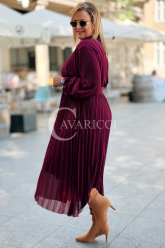 Kornelia Plissiertes Chiffonkleid Bordeaux Große Größen