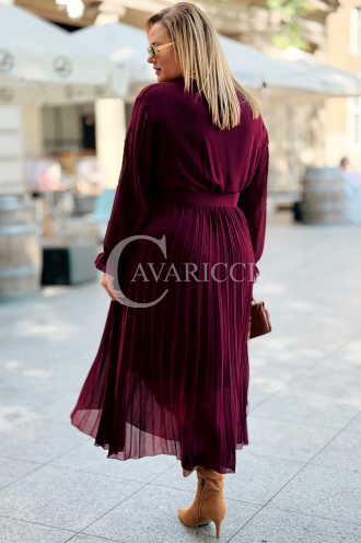 Kornelia Plissiertes Chiffonkleid Bordeaux Große Größen