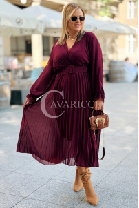 Kornelia Plissiertes Chiffonkleid Bordeaux Große Größen