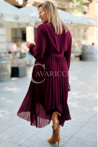 Kornelia Plissiertes Chiffonkleid Bordeaux Große Größen