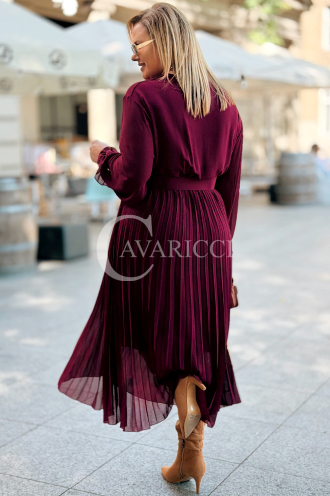 Kornelia Plissiertes Chiffonkleid Bordeaux Große Größen