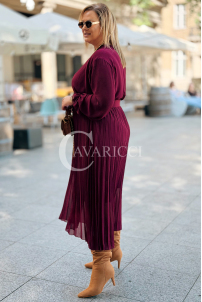 Kornelia Plissiertes Chiffonkleid Bordeaux Große Größen