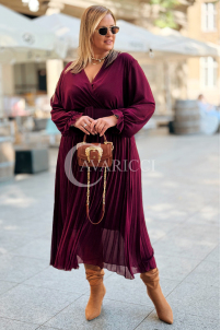 Kornelia Plissiertes Chiffonkleid Bordeaux Große Größen