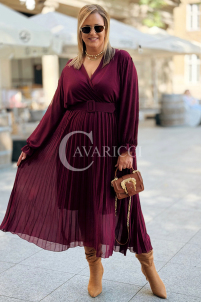 Kornelia Plissiertes Chiffonkleid Bordeaux Große Größen