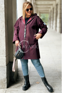 SALLY Damen-Parka mit Kapuze in Pflaumenfarbe