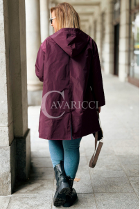 SALLY Damen-Parka mit Kapuze in Pflaumenfarbe