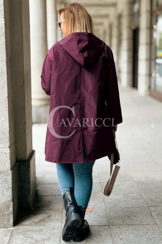 SALLY Damen-Parka mit Kapuze in Pflaumenfarbe