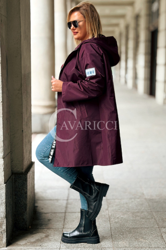 SALLY Damen-Parka mit Kapuze in Pflaumenfarbe