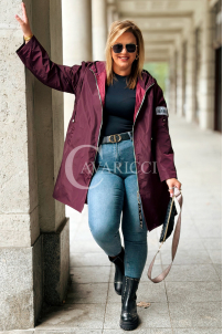 SALLY Damen-Parka mit Kapuze in Pflaumenfarbe