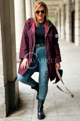 SALLY Damen-Parka mit Kapuze in Pflaumenfarbe