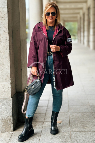 SALLY Damen-Parka mit Kapuze in Pflaumenfarbe