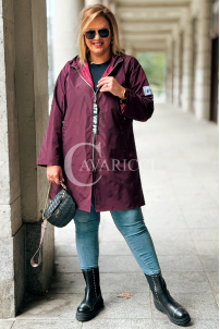 SALLY Damen-Parka mit Kapuze in Pflaumenfarbe