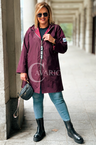 SALLY Damen-Parka mit Kapuze in Pflaumenfarbe
