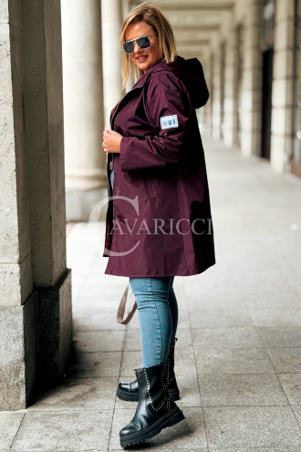 SALLY Damen-Parka mit Kapuze in Pflaumenfarbe