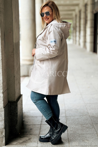 SALLY Parka mit Kapuze in Fango – Lange Damenjacke