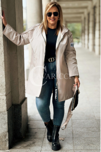 SALLY Parka mit Kapuze in Fango – Lange Damenjacke