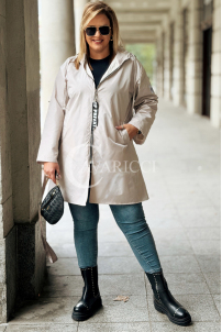 SALLY Parka mit Kapuze in Fango – Lange Damenjacke