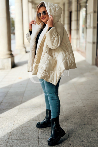 DAISY Gesteppte Kapuzenjacke in Ecru – Warm und Modisch
