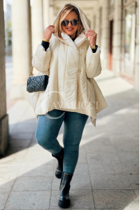 DAISY Gesteppte Kapuzenjacke in Ecru – Warm und Modisch