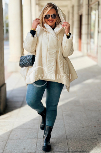DAISY Gesteppte Kapuzenjacke in Ecru – Warm und Modisch